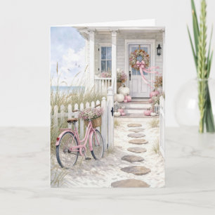 Birthday Pink and White Pumpkins on Cottage Porch Card