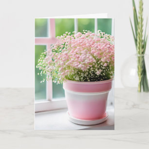 Birthday Pink Baby's Breath Bouquet Card