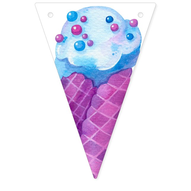 Birthday Pink Blue Ice Cream Cones Party Bunting (Fifth Flag)