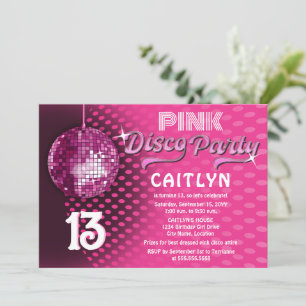 Birthday Pink Disco Party Invitation
