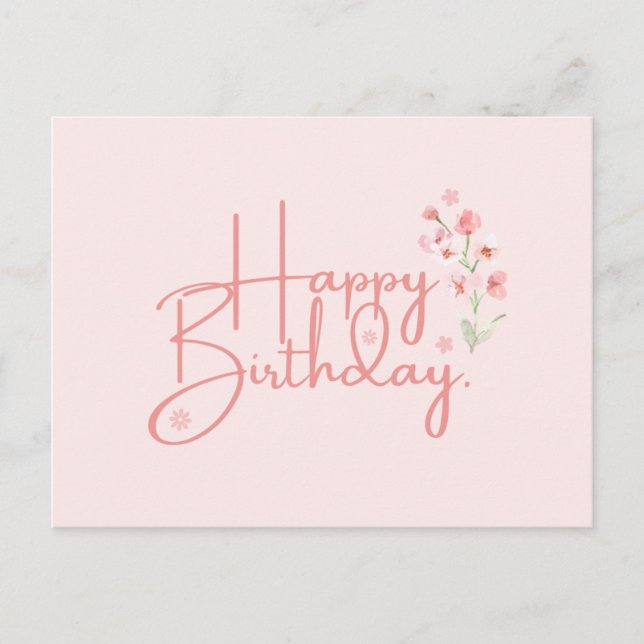 Birthday PInk Flower Postcard (Front)