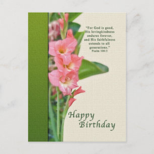 Birthday, Pink Gladiolus  Postcard