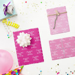 Birthday pink name girl wrapping paper sheet<br><div class="desc">Elegant,  classic,  glamourous and feminine style party wrapping paper sheets. 1 sheets with hot pink background colour,  1 sheet with pink background and one in pastel pink.
Personalise and add a name and age.</div>
