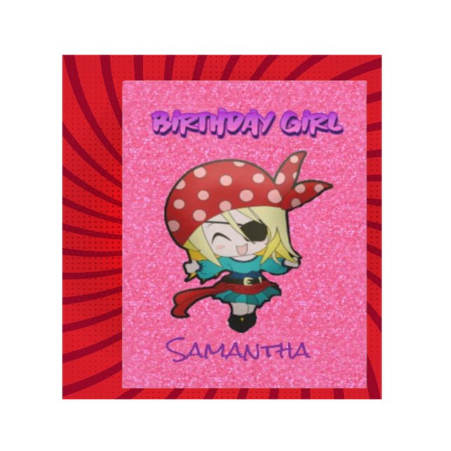 Birthday Pink Pastel Pirate Girl Card (Introducing our Pink Pastel Glitter Pirate Girl Card — it's not just cute, it's absolutely delightfu)