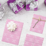 Birthday pink pastel white name girl wrapping paper sheet<br><div class="desc">Elegant,  classic,  glamourous and feminine style party wrapping paper sheets. A pastel pink background,  white text.
Personalise and add a name and age.</div>