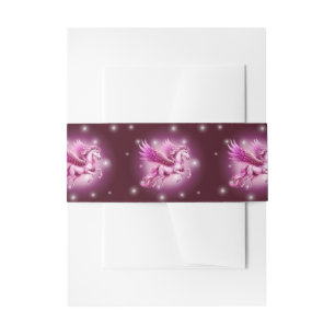 Birthday Pink Pegasus Fantasy Design Invitation Belly Band