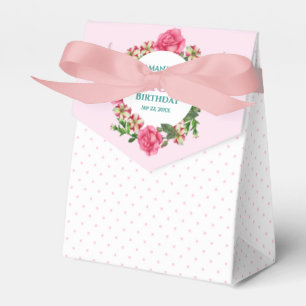Birthday Pink Rose Red White Petunia Polka Dots Favour Box