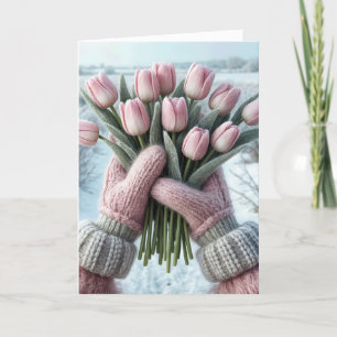 Birthday Pink Tulip Bouquet Card