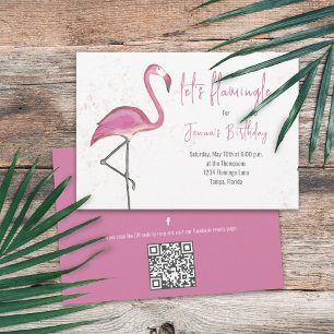 Birthday Pink Watercolor Let's Flamingle Simple Invitation