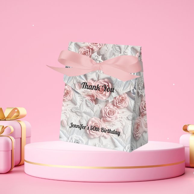 Birthday pink white flowers favour box (Creator Uploaded)