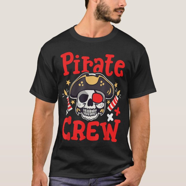 Birthday Pirate Crew Party Family Matching Men  T-Shirt (Front)