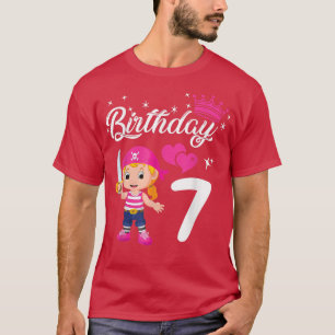 Birthday Pirate Girl 7 Year Old Themed Pirate Birt T-Shirt