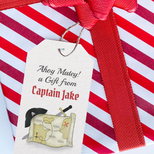 Birthday Pirate Map Kids Cute Boy Personalised Gift Tags