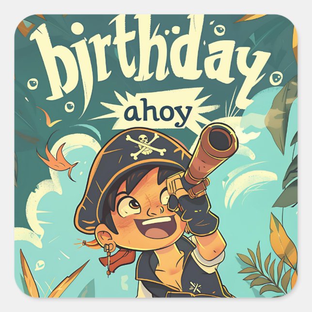 Birthday Pirate! Square Sticker (Front)