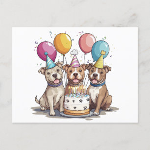Birthday Pit Bull Dogs Postcard