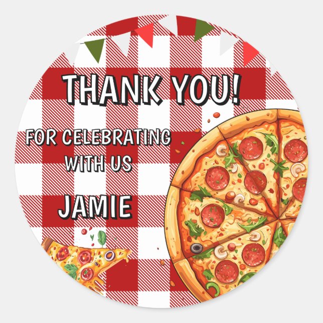 Birthday Pizza First Birthday  Classic Round Sticker (Front)