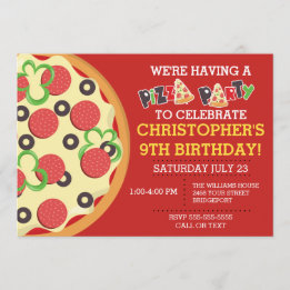 Birthday Pizza Party Invite