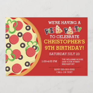 Birthday Pizza Party Invite