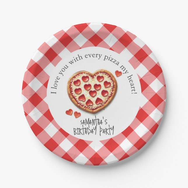 Birthday Pizza Party  Paper Plate (Front)