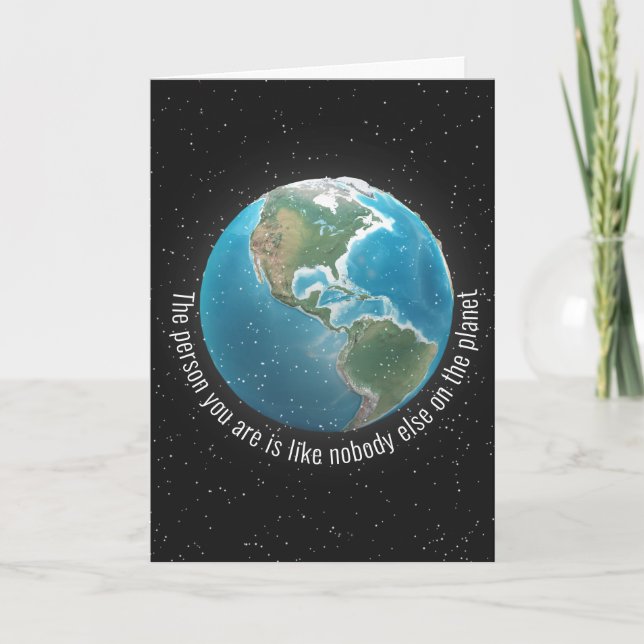 Birthday Planet Earth with Stars Card (Front)