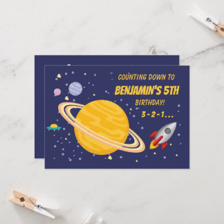 Birthday Planets & Rocket Ship in Outer Space Invitation