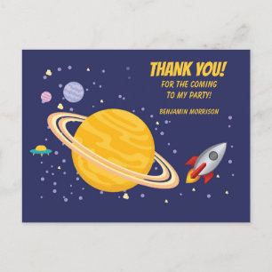 Birthday Planets & Rocket Ship in Outer Space Postcard