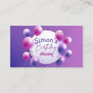 Birthday planning business card