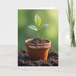 Birthday Plant In Terracotta Pot  Card