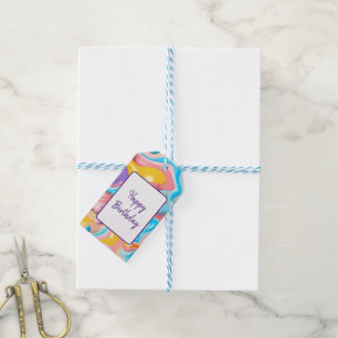 Birthday Plastic Fluid Abstract Gift Tags
