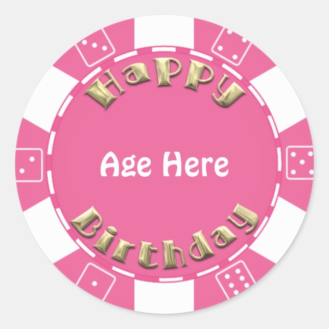 Birthday Poker chip add age sticker (Front)