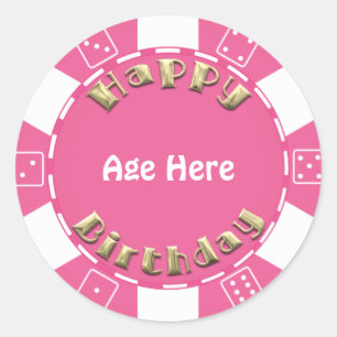 Birthday Poker chip add age sticker