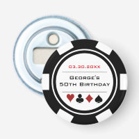 Birthday Poker Chip Casino Theme Black White