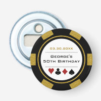 Birthday Poker Chip Casino Theme Gold Black
