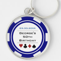 Birthday Poker Chip Vegas Theme Navy Blue White