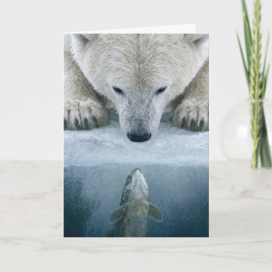 Birthday Polar Bear and Fish Standoff  Card