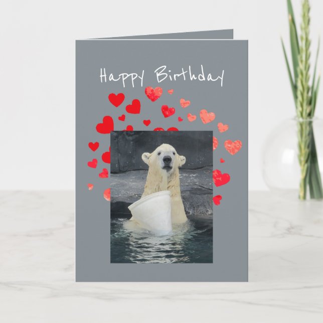 Birthday Polar Bear Bucket of Naughty Fun Humor Holiday Card (Front)