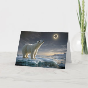 Birthday Polar Bear Looking at Solar Eclipse  Card