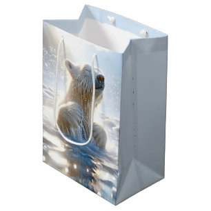 Birthday Polar Bear Splashing In Arctic Water Medium Gift Bag