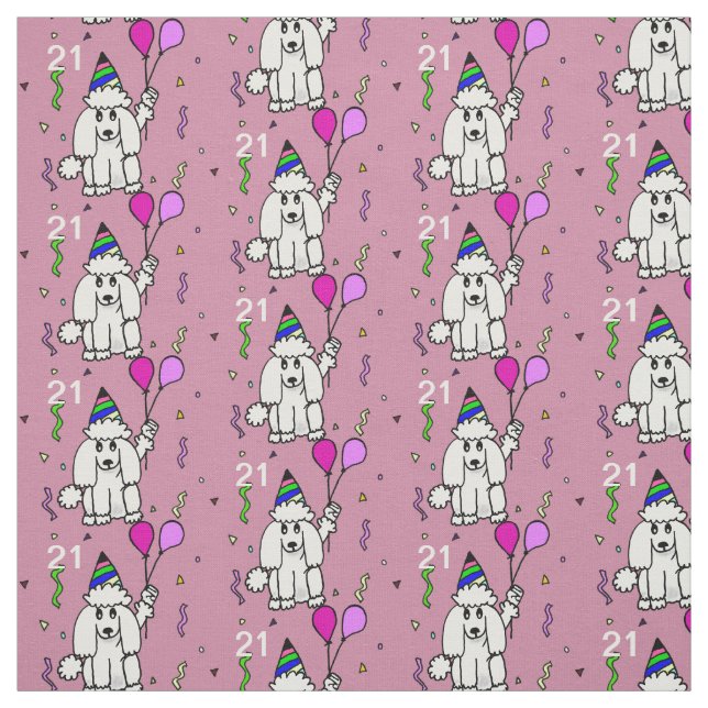 Birthday poodle dog personalised fabric (Swatch)