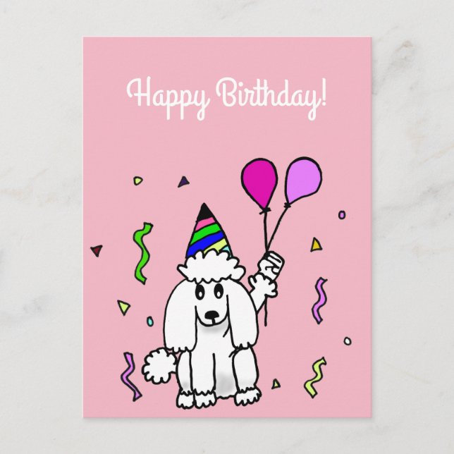Birthday poodle dog postcard (Front)
