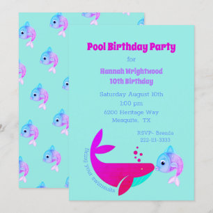 Birthday Pool Party Colourful  Invitation