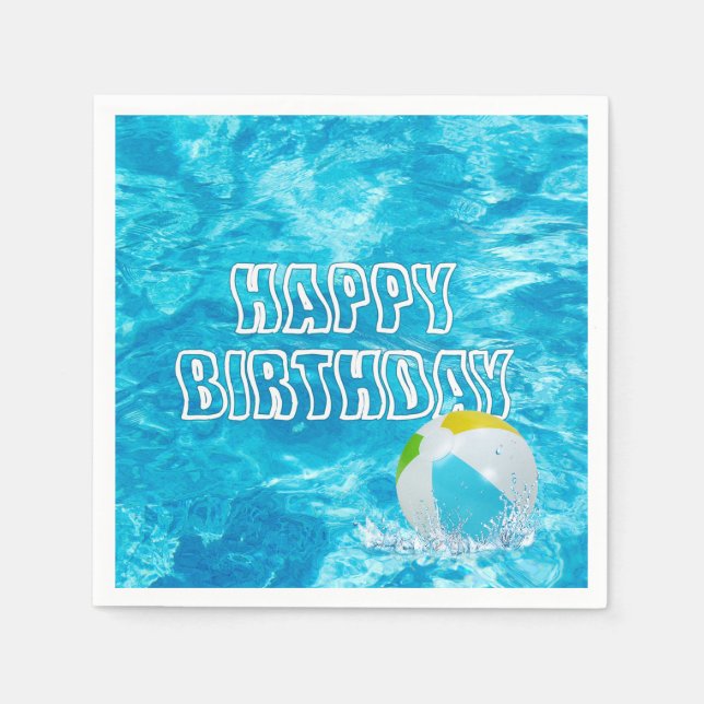 Birthday Pool Party Fun Napkin (Front)