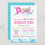 Birthday Pool Party Invitation Pink<br><div class="desc">Pink Pool Party Invitation Summer Birthday 
Summer Pool Party Invitation
Birthday Pool Party Invitation
Customisable!  Just enter your details and print!</div>