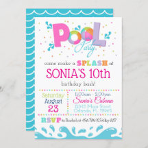 Birthday Pool Party Invitation Pink