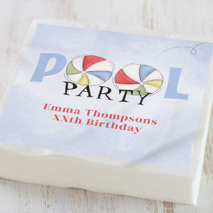 Birthday Pool Party Summer Fun Cute Beach Balls  Napkin
