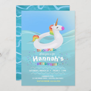 Birthday Pool Party Unicorn Float Invitation