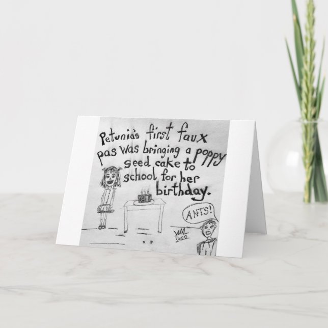 Birthday Poppy Seed Cake Faux Pas Card (Front)