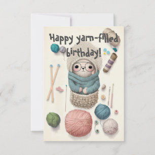 Birthday Postcard Crochet Lover Illustration Fun