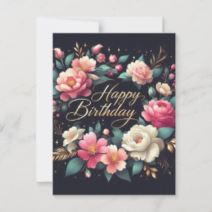  Birthday postcard - floral design
