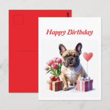 Birthday postcard French Bulldogs